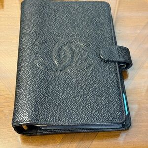 CHANEL Black Grained Leather Organizer Day Planner